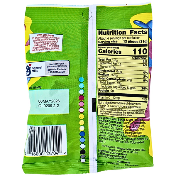 Image for Snacks Fruit Gushers Super Sour Berry 4.25oz Box of 8