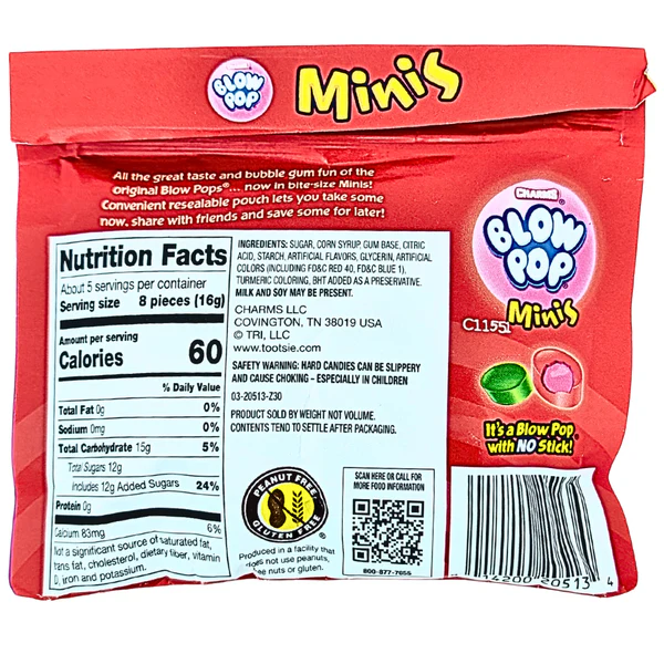 Image for Snacks Charms Blow Pop Minis Pouch 85g Box of 12