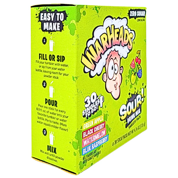 Image for Snacks Warheads Zero Sugar Singles To Go Variety Pack 30 Box of 6