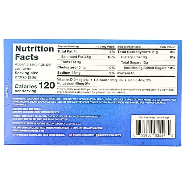 Image for Snacks Hostess Ding Dongs Cookie Dough Bites Theater Box 3.1oz Box of 12