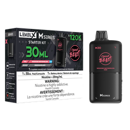 *MB* Nicotine Pod Flavour Beast Level X M Series Starter Kit (Pod + Battery) 30ml 120K Weekend Watermelon Iced Box of 4