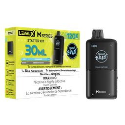 *MB* Nicotine Pod Flavour Beast Level X M Series Starter Kit (Pod + Battery) 30ml 120K Polar Mint Iced Box of 4