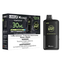 *MB* Nicotine Pod Flavour Beast Level X M Series Starter Kit (Pod + Battery) 30ml 120K Wild White Grape Iced Box of 4