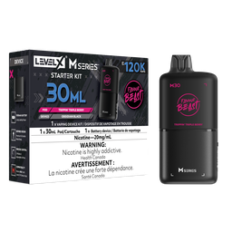 *MB* Nicotine Pod Flavour Beast Level X M Series Starter Kit (Pod + Battery) 30ml 120K Trippin' Triple Berry Box of 4
