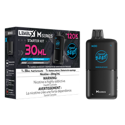 *MB* Nicotine Pod Flavour Beast Level X M Series Starter Kit (Pod + Battery) 30ml 120K Bomb Blue Razz Box of 4