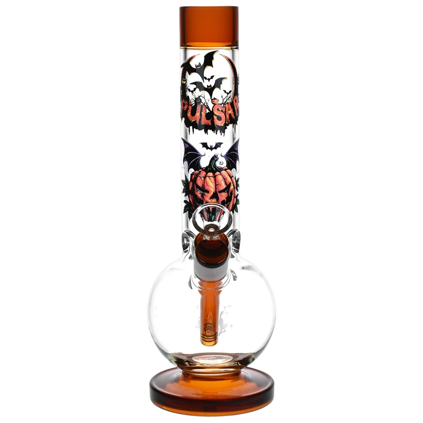 Image for Glass Bong Pulsar Jack-O-Lantern Round Ball 12"