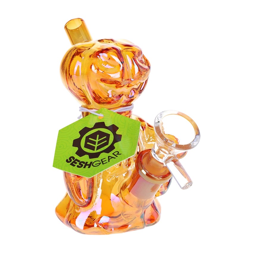 Image for Glass Bubbler SeshGear Jack-O-Lantern Ghost Assorted Colors 4" Box of 4