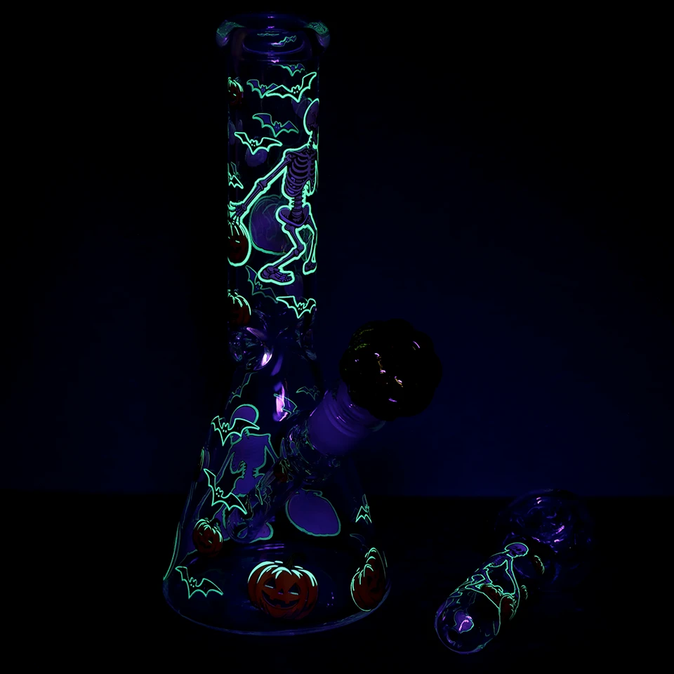 Image for Glass Bong Pulsar Halloween Ball Glow Smoking Kit 10"