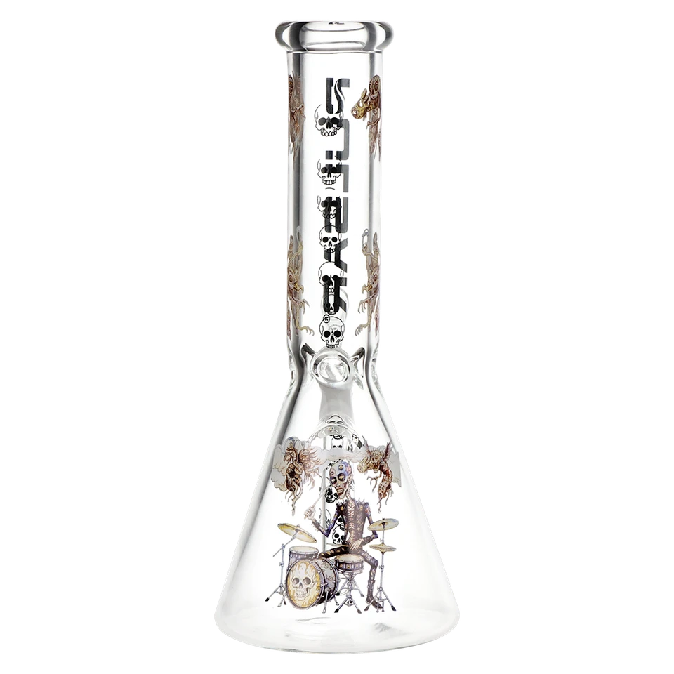 Image for Glass Bong Pulsar Skeleton Drummer Beaker 10"