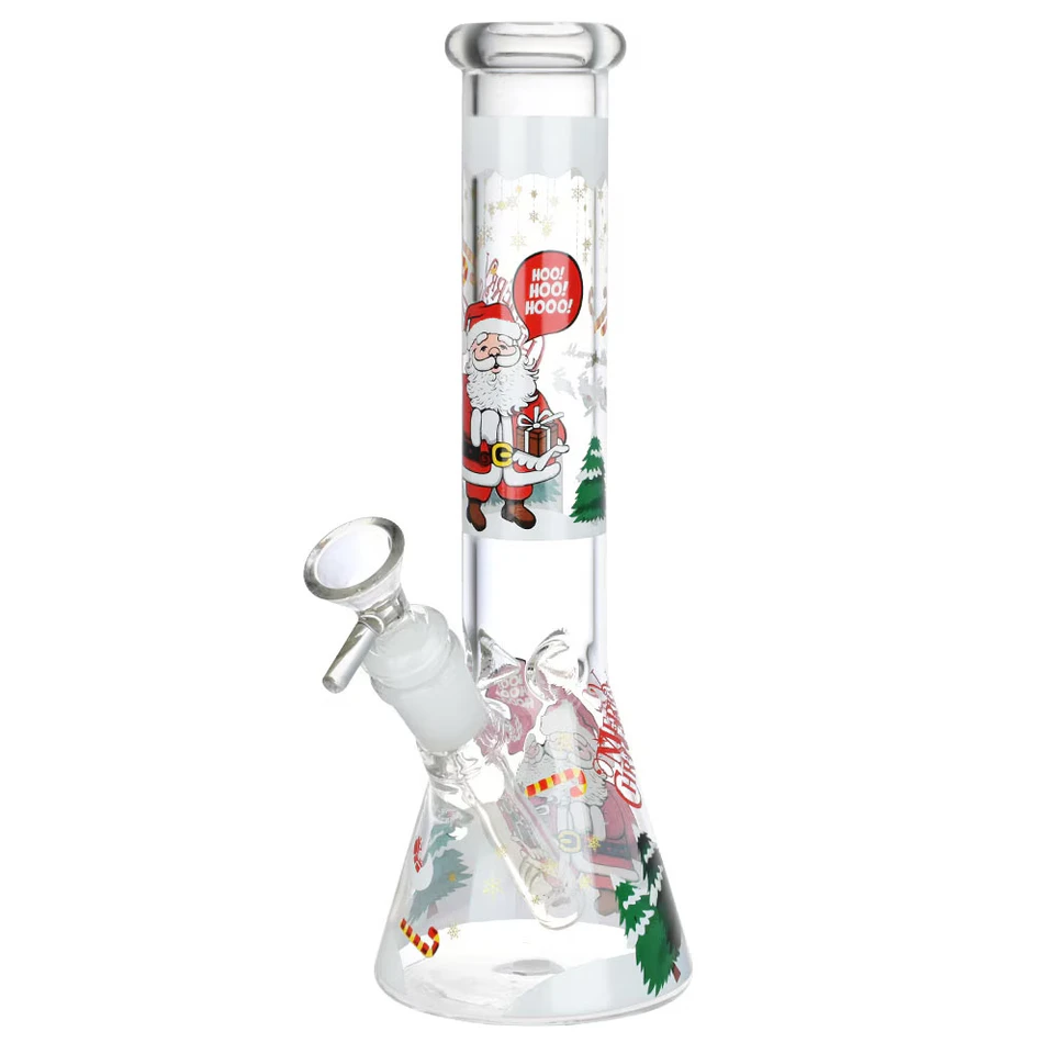 Image for Glass Bong Unbranded 14mm Christmas Decorated Assorted Designs 10"