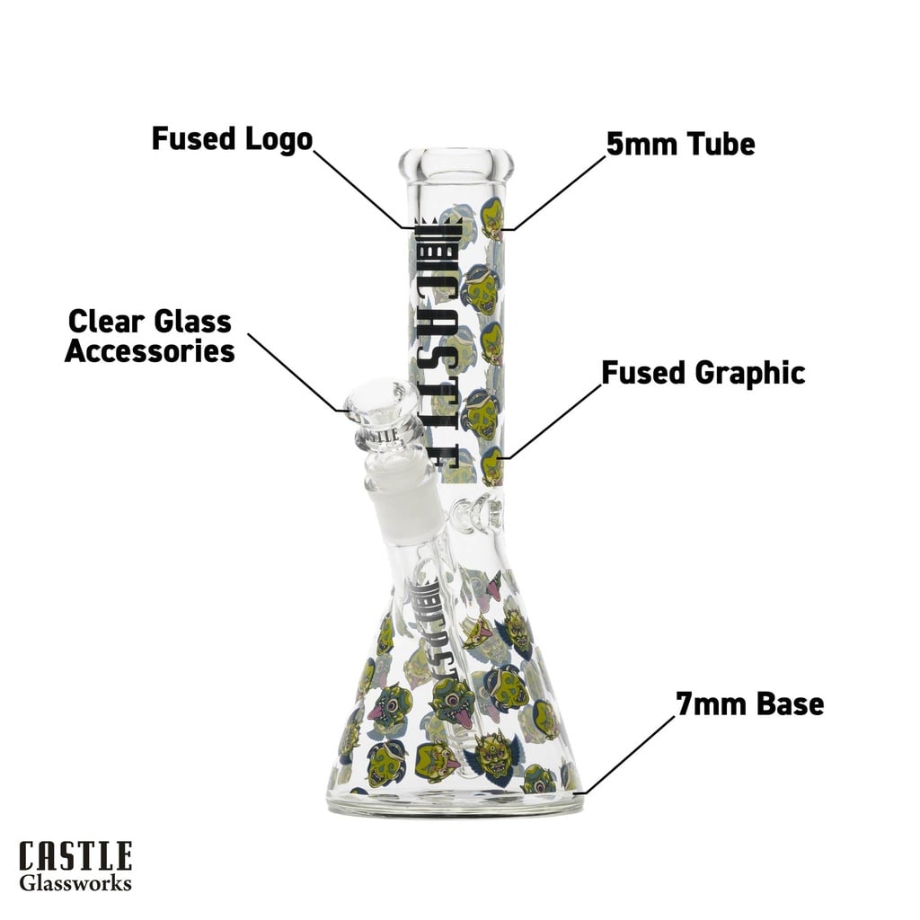 Image for Glass Bong Castle Glass Horror Mask Beaker 10"