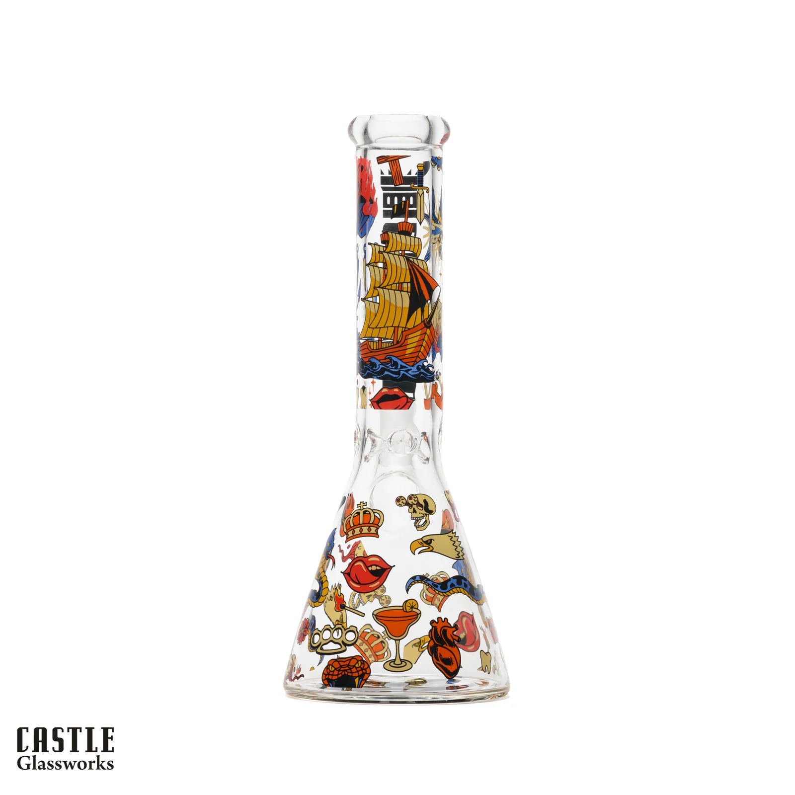 Image for Glass Bong Castle Glass Tattoo Beaker 10"