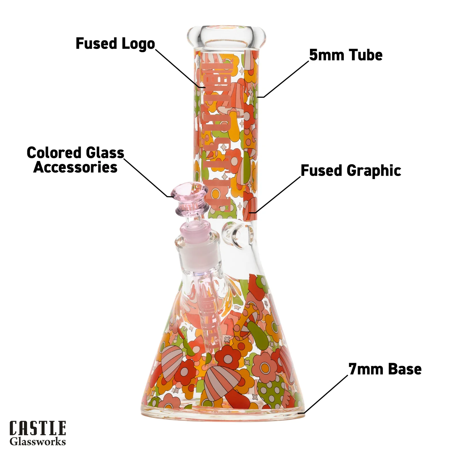 Image for Glass Bong Castle Glass Flower Vibes 5mm 12"