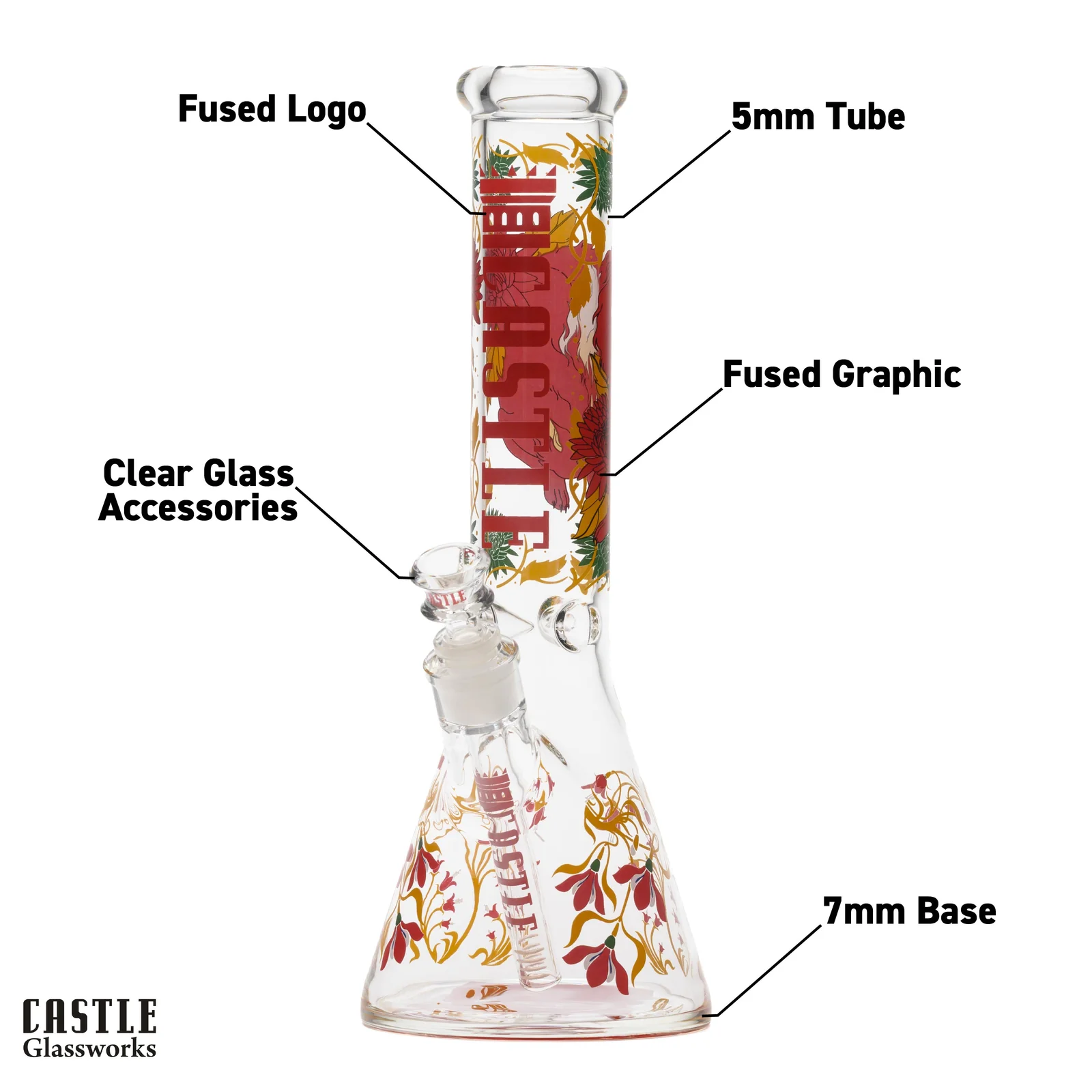 Image for Glass Bong Castle Glass Vixen Beaker 5mm 14"