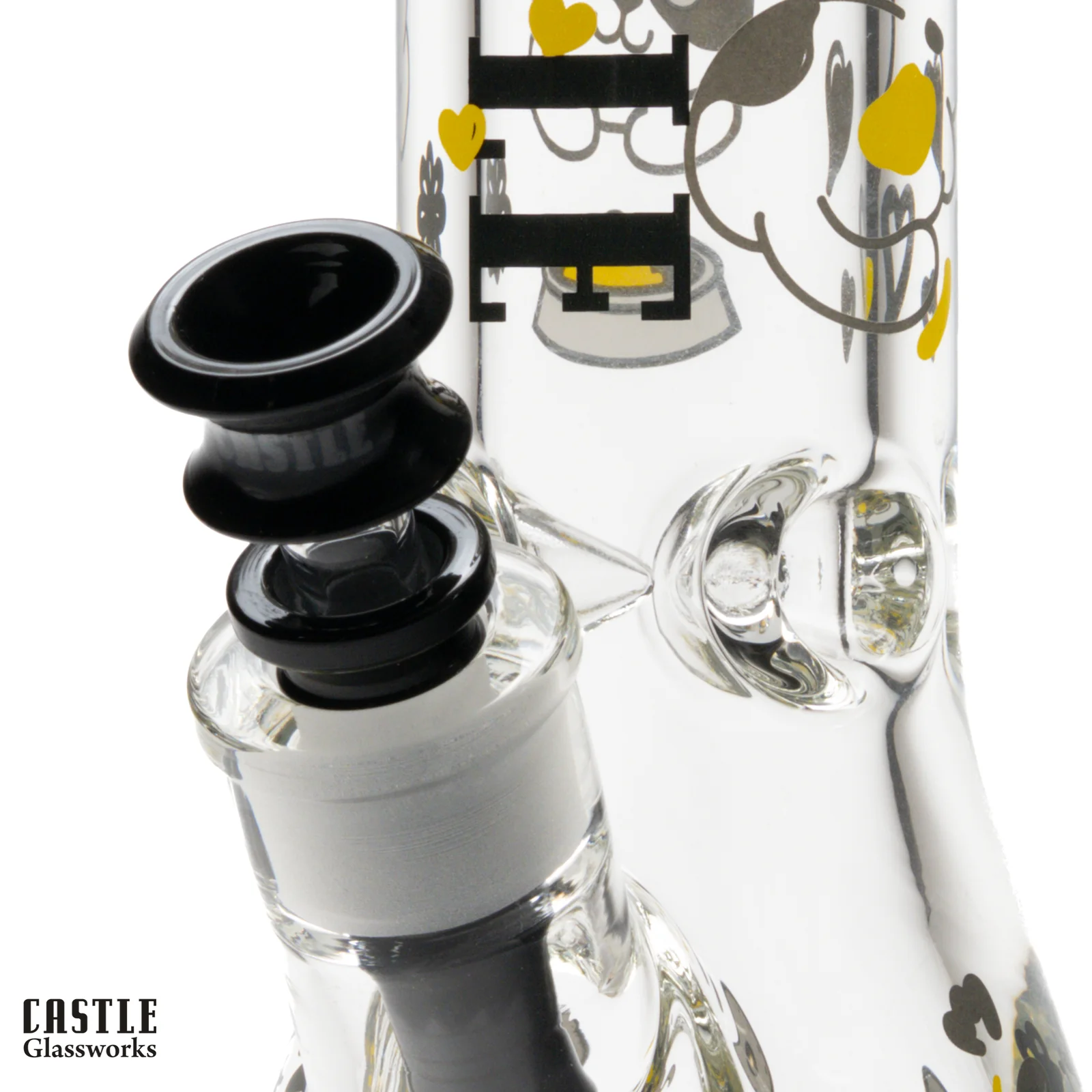 Image for Glass Bong Castle Glass Kitty Cat Doodle 12"