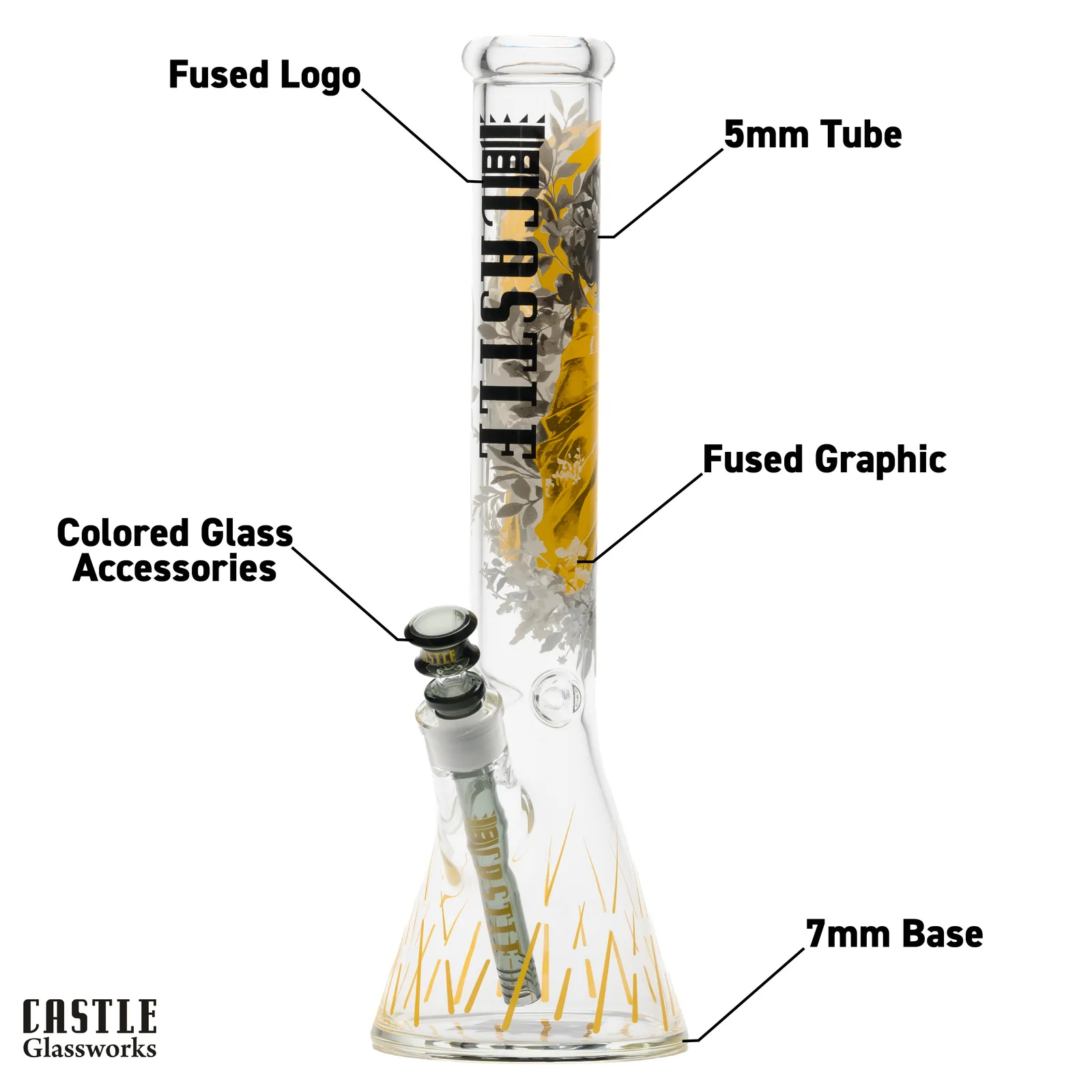 Glass Bong Castle Glass Princess Warrior 5mm 16"