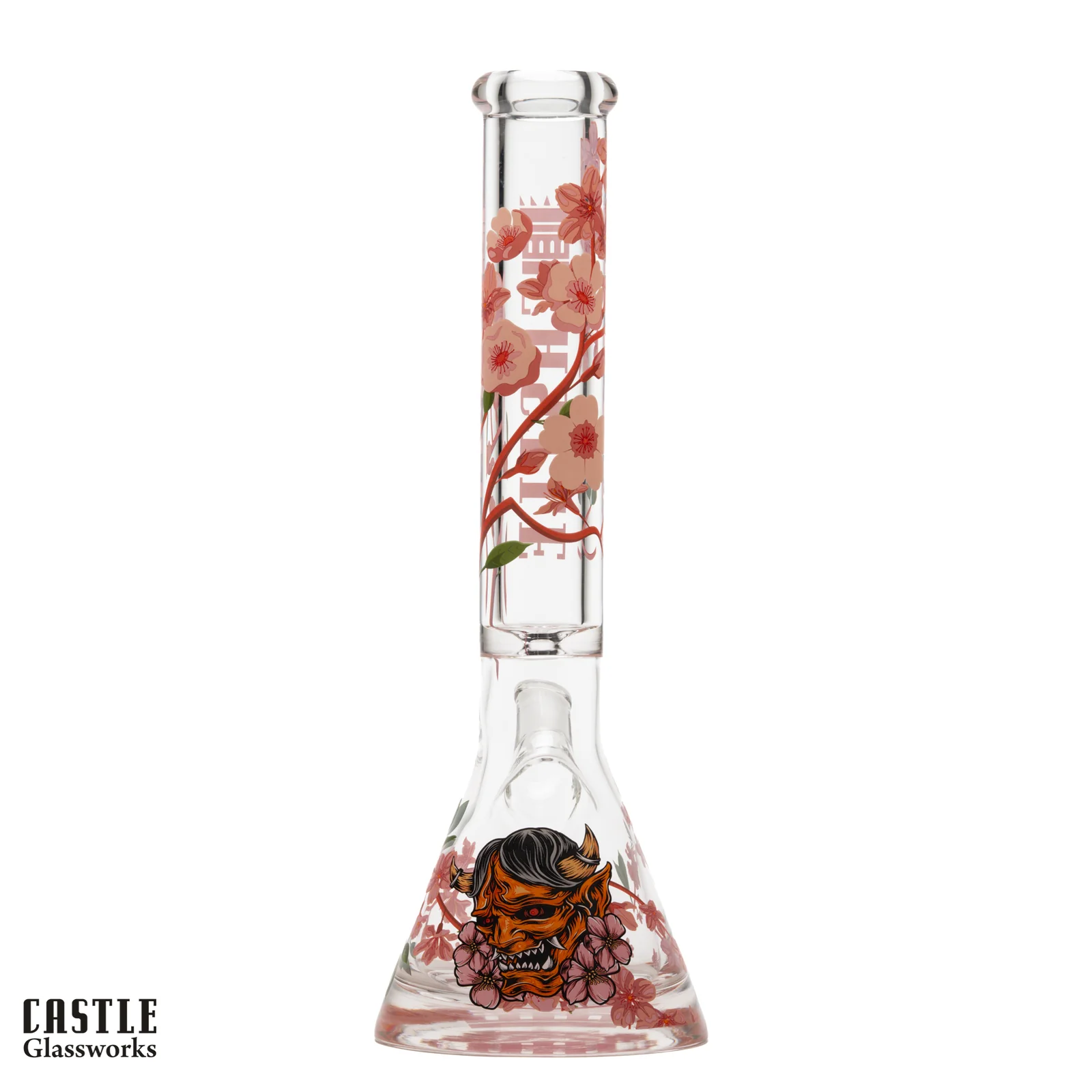 Image for Glass Bong Castle Glass Cherry Blossom Beaker 16"