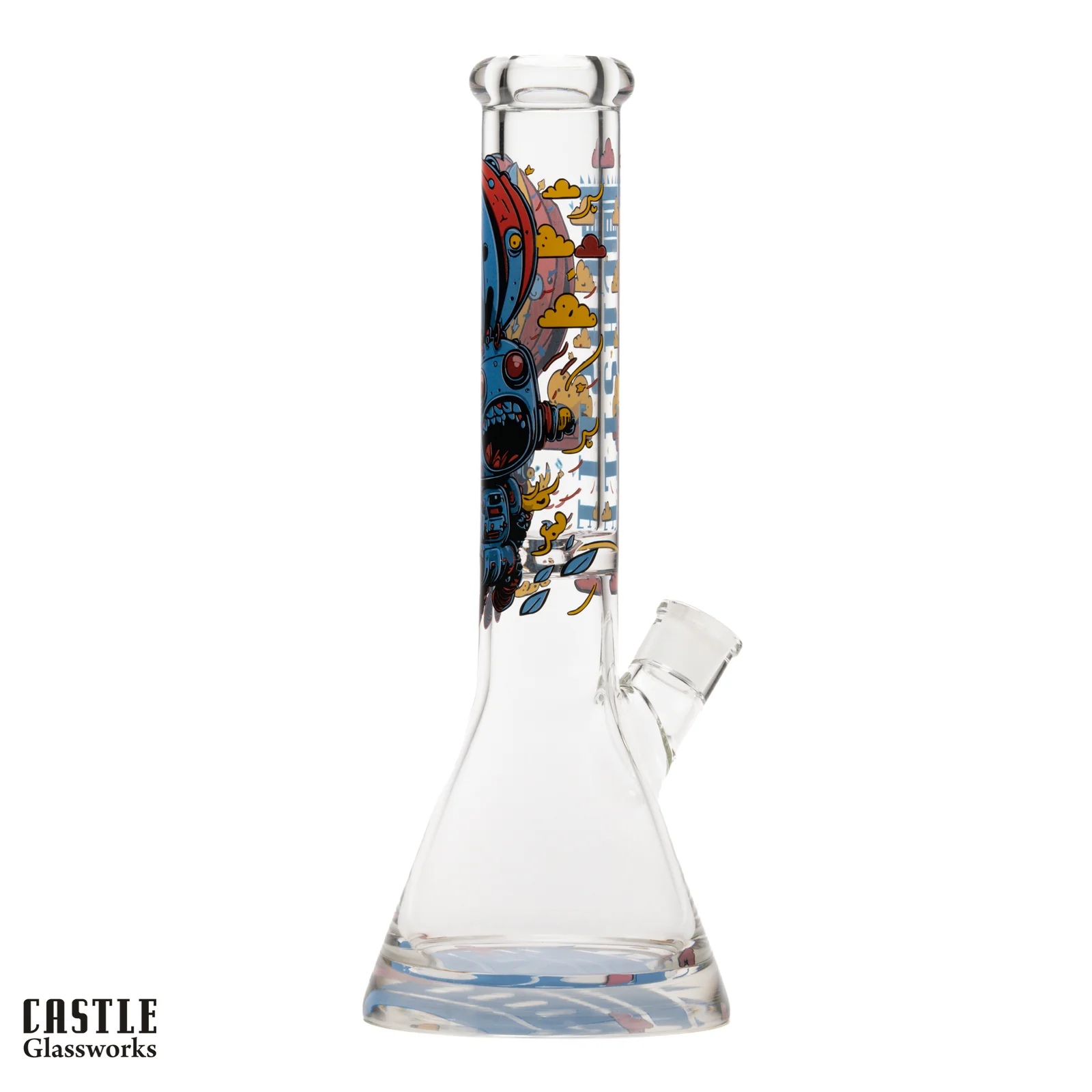 Image for Glass Bong Castle Glass Retro Robot Beaker 14"