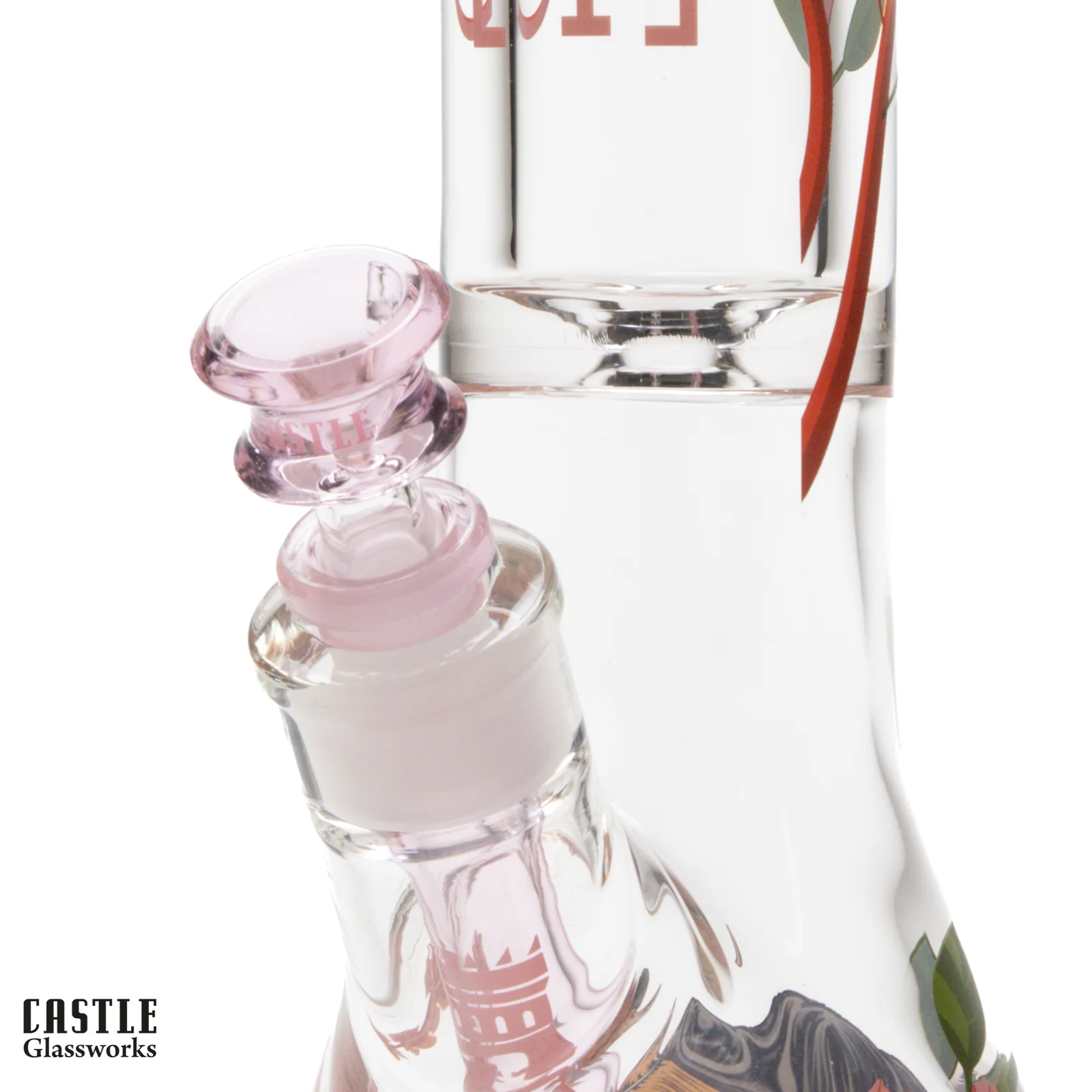 Image for Glass Bong Castle Glass Cherry Blossom Beaker 16"