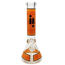 Glass Bong - 14" 7mm Beaker Plaid Orange