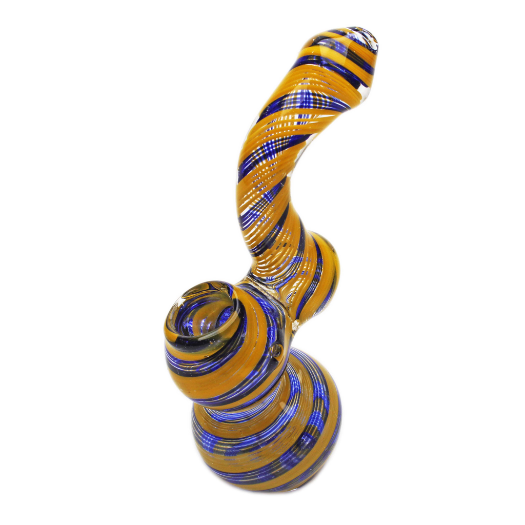 Glass Bubbler Genuine Pipe Co 3" Stand Up Bubbler Color Swirl Yellow