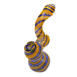 Glass Bubbler Genuine Pipe Co Stand Up Bubbler Color Swirl Yellow