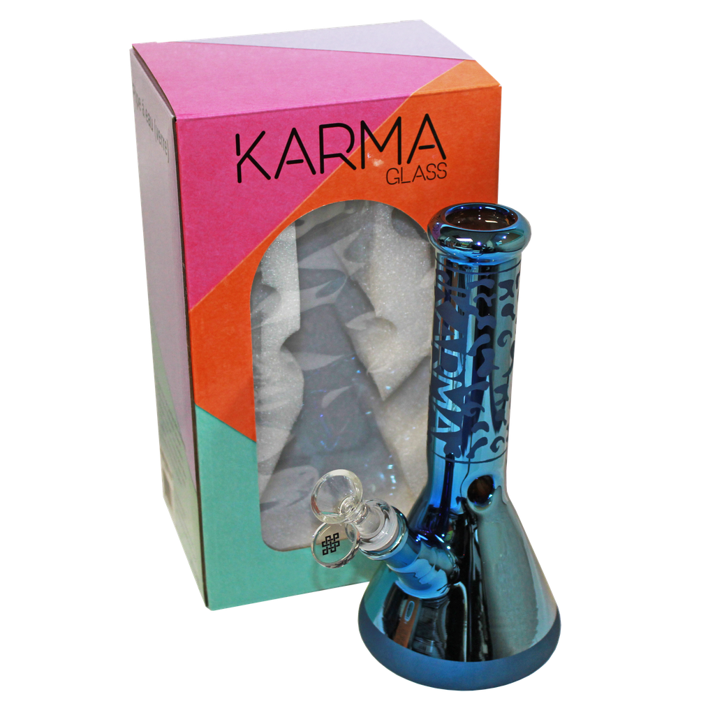 Glass Bong Karma 9" Beaker Blue Metallic