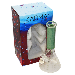 Glass Bong Karma 9" Beaker Green Sandblasted