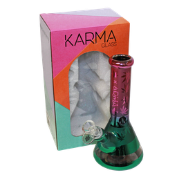 Glass Bong Karma 9" Beaker Metallic Purple and Green