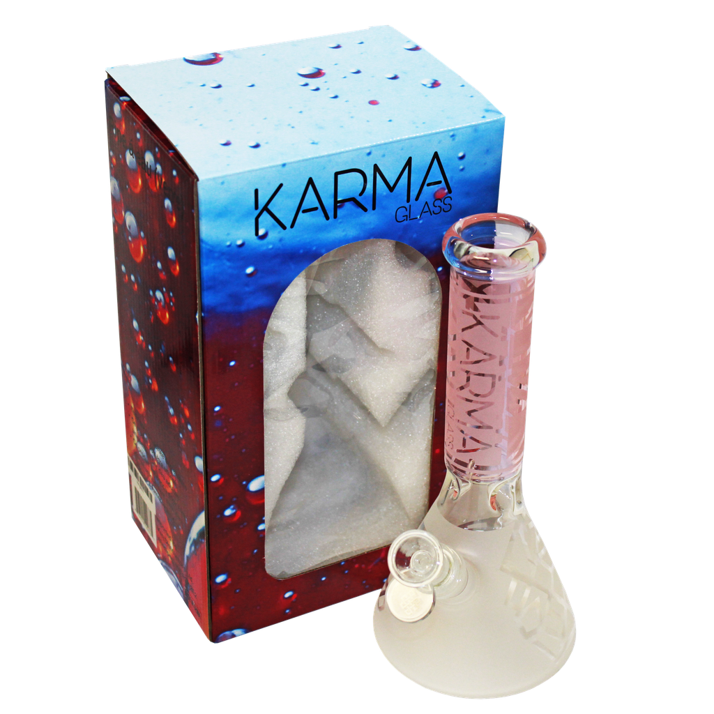 Glass Bong Karma 9" Beaker Pink Sandblasted