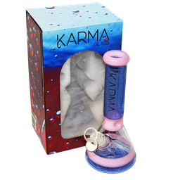 Glass Bong Karma 9" Beaker Pink and Blue Sandblasted