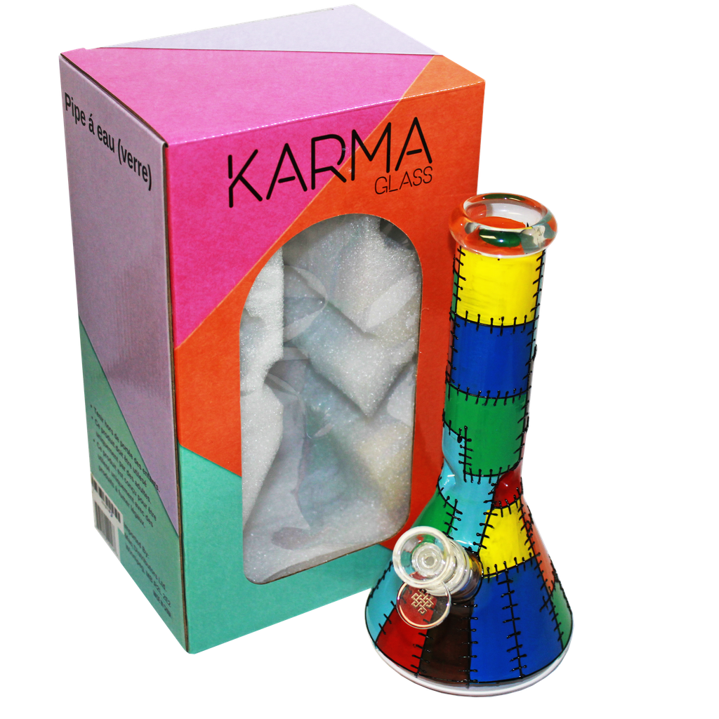 Glass Bong Karma 9" Beaker Stitched Up Design