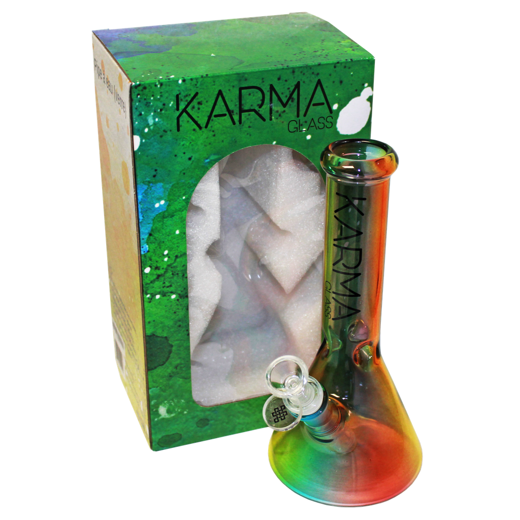 Glass Bong Karma 9" Beaker Toned Rasta