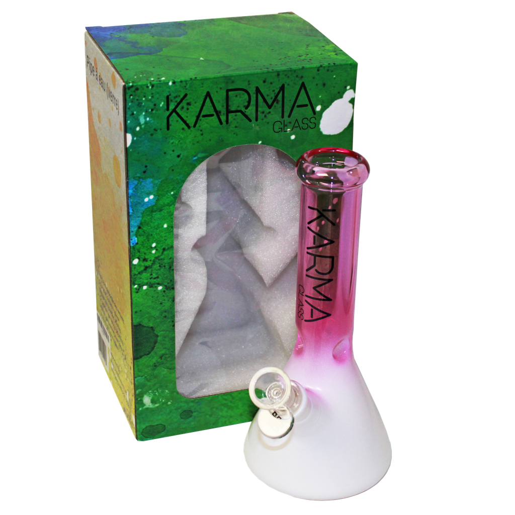 Glass Bong Karma 9" Beaker Two Toned Pink and White