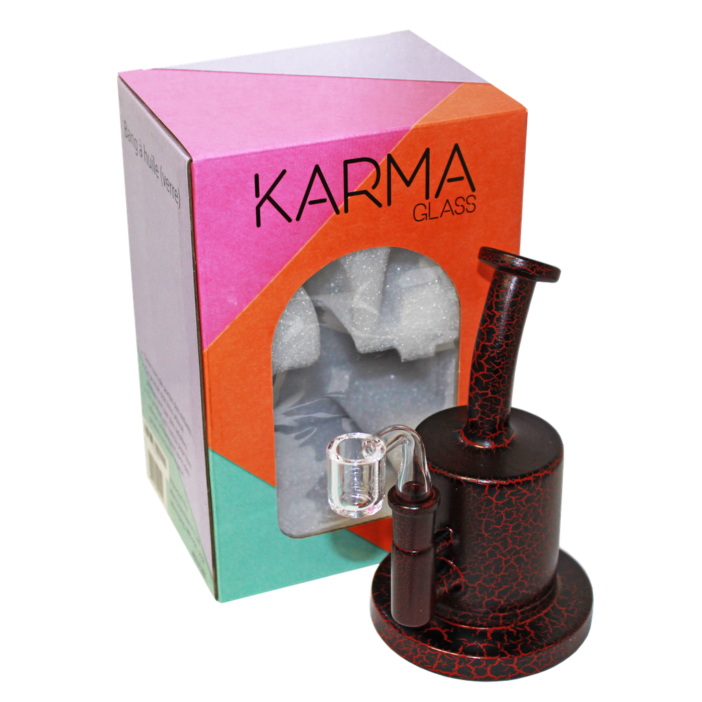 Glass Dab Rig Karma 6" Red Lightning Plated Inline