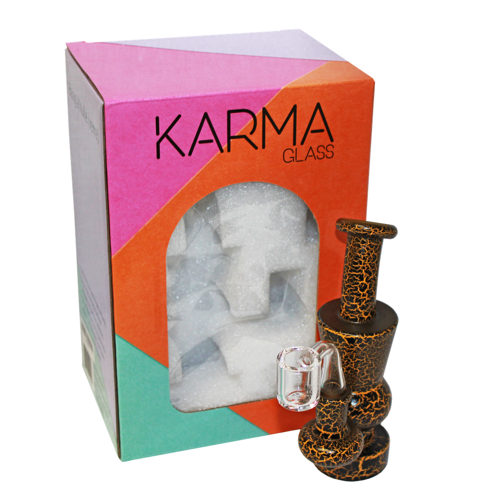 Glass Dab Rig Karma 6" Yellow Lightning Hourglass Rig