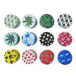 Metal Grinder Rolling Club Leaf Pattern 2" 4-Piece Grinder Box of 12