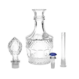Glass Bong Vintage Decanter Style w/ Cap - 8.5" 14mm F Colors Vary Liquor