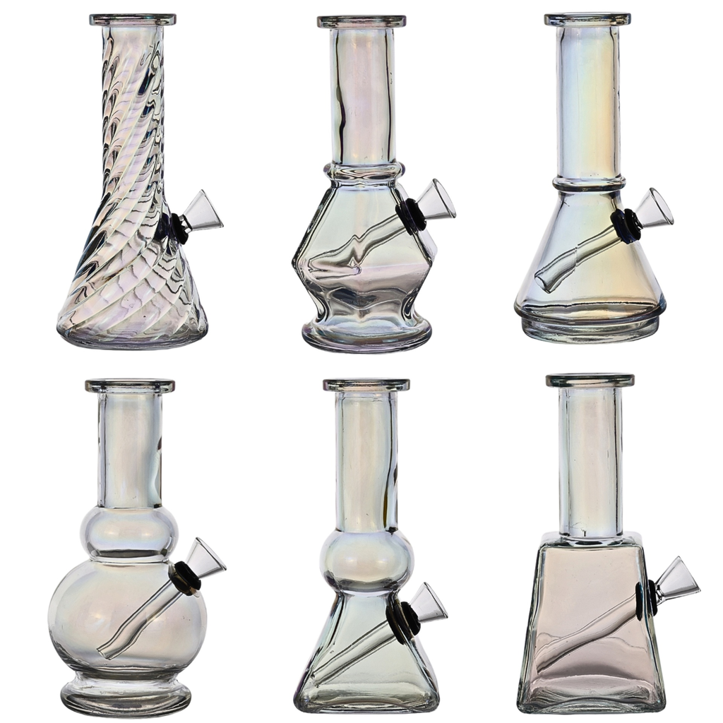[aas010b] Glass Bong Smoke Squad Smoke Squad Iridescent Mini Set 6" Box of 6