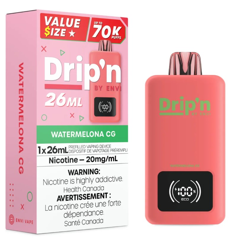 [dpv1608b-mb] *MB* Disposable Vape Drip'n Envi 70K Watermelona CG Box of 5