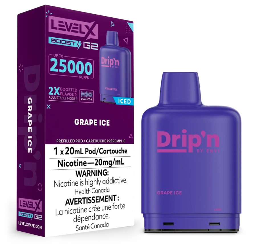 [dpv1513b-mb] *MB* Nicotine Pod Drip'n Level X Boost G2 Grape Ice Box of 6