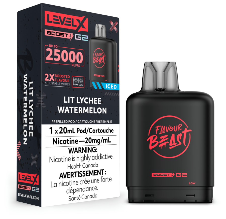 [fvb1543b-mb] *MB* Nicotine Pod Flavour Beast Level X Boost G2 Lit Lychee Watermelon Box of 6