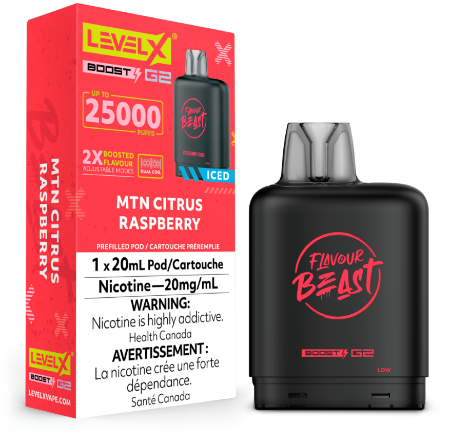 [fvb1544b-mb] *MB* Nicotine Pod Flavour Beast Level X Boost G2 Mtn Citrus Raspberry Box of 6