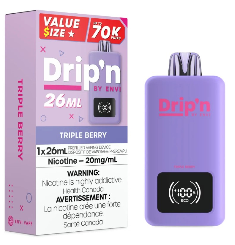 [dpv1607b-on] *ON* Disposable Vape Drip'n Envi 70K Triple Berry Box of 5