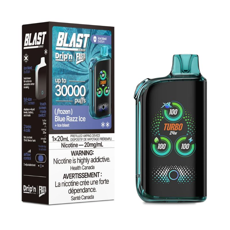 [dpv1402b-on] *ON* Disposable Vape Drip'n Envi Fasta Blast 30K Blue Razz Ice Box of 5