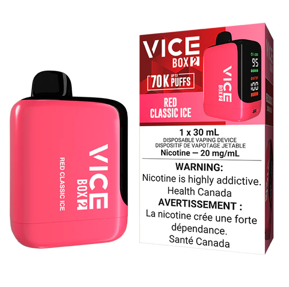 [vic2116b-on] *ON* Disposable Vape Vice Box 2 70K Red Classic Ice Box of 4