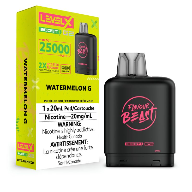 [fvb1528b-on] *ON* Nicotine Pod Flavour Beast Level X Level X Boost G2 Watermelon G Box of 6
