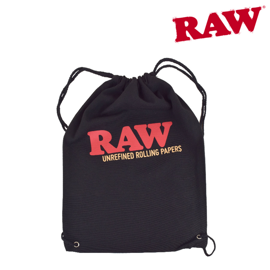 [h787] Raw Drawstring Bag Black