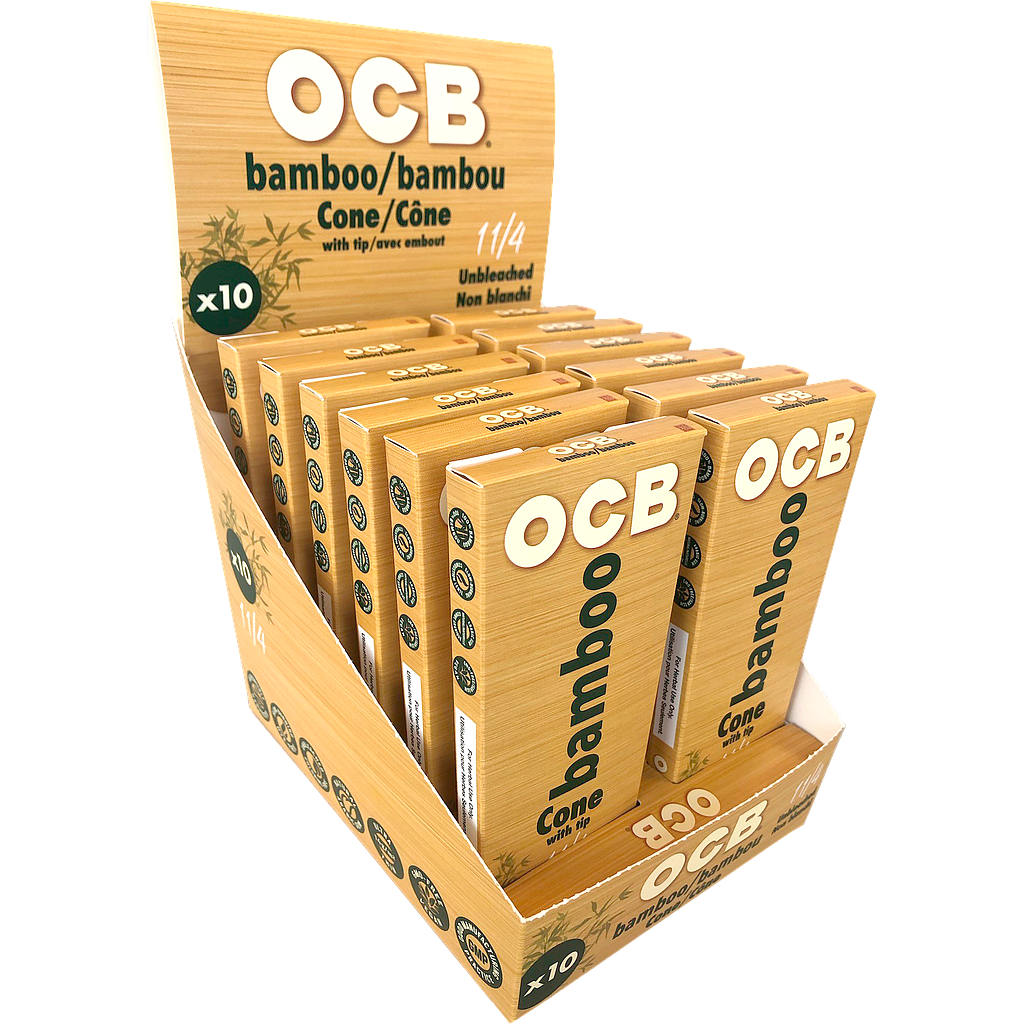 [ocb031b] Rolling Papers OCB Bamboo Cones 1.25 - 10 Pack - Box of 12