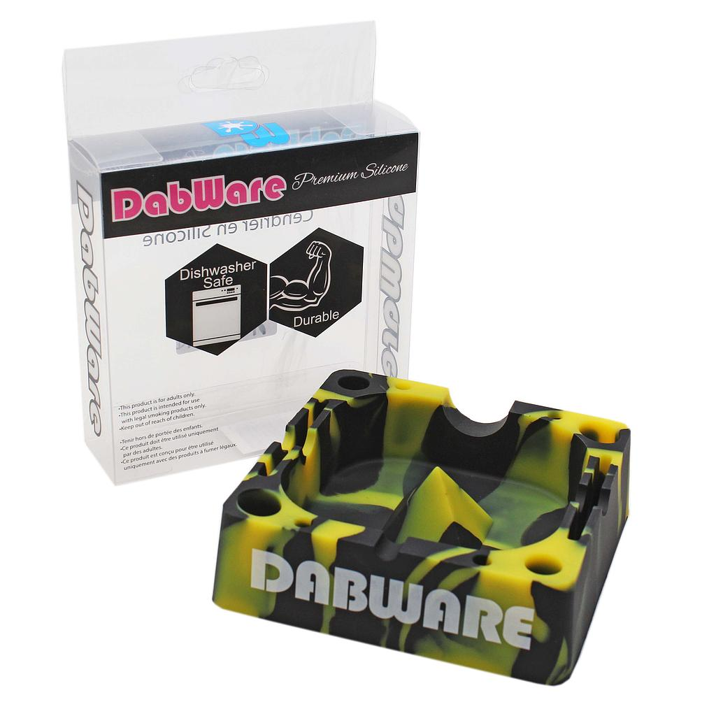 [dw067by] Ashtray - Silicone - DabWare 5" Square (Black/Yellow)